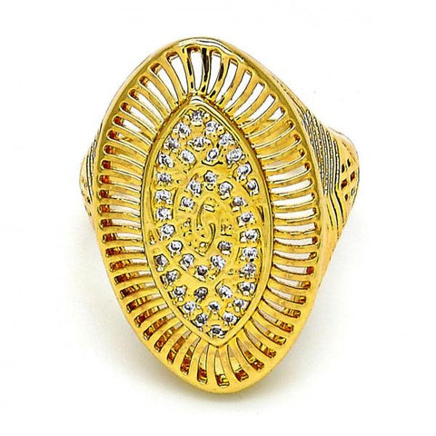 Anillo Multi Piedra 01.118.0032.09 Oro Laminado, con Micro Pave Blanca, Pulido, Dorado