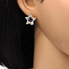 Arete Dormilona 02.217.0082.4 *PROMO* Oro Laminado, Diseño de Estrella, con Zirconia Cubica Zafiro Azul y Blanca, Pulido, Dorado