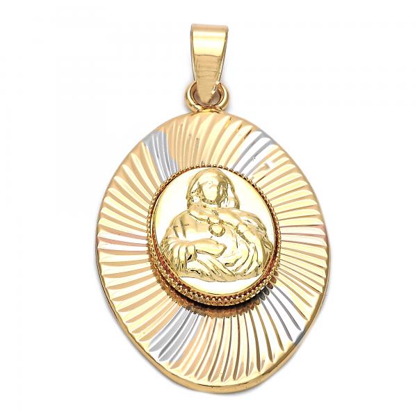 Dije Religioso 5.196.019 Oro Laminado, Diseño de Sagrado Corazon de Jesus, Diamantado, Tricolor