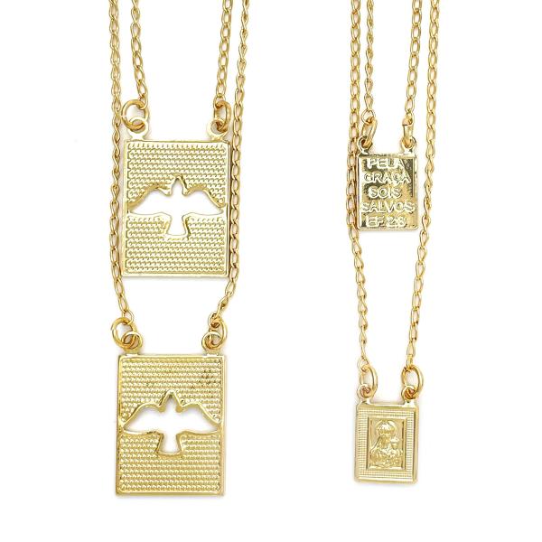 Gargantilla Elegante 04.02.0018 Oro Laminado, Diseño de Espíritu Santo, Pulido, Dorado