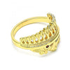 Anillo Multi Piedra 01.185.0019.10 Oro Laminado, con Zirconia Cubica Granate y Blanca, Pulido, Dorado