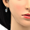 Arete Gancho Frances 02.122.0082.5 Oro Laminado, Diseño de Oja, con Cristal Tanzanita y Blanca, Pulido, Dorado
