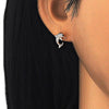 Arete Dormilona 02.336.0082.1 Plata Rodinada, Diseño de Delfin, con Zirconia Cubica Negro y Blanca, Pulido, Oro Rosado