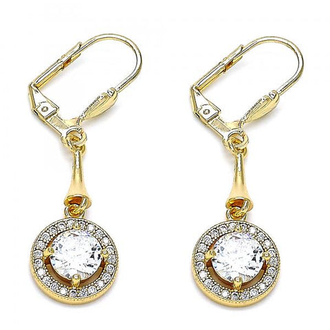 Arete Largo 02.387.0042 Oro Laminado, con Zirconia Cubica Blanca, Pulido, Dorado