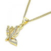 Collares con Dije 04.156.0454.20 Oro Laminado, Diseño de Mariposa, con Micro Pave Blanca, Pulido, Dorado
