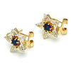 Arete Dormilona 02.217.0082.4 *PROMO* Oro Laminado, Diseño de Estrella, con Zirconia Cubica Zafiro Azul y Blanca, Pulido, Dorado