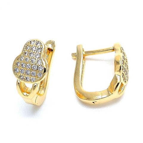 Argolla Huggie 02.156.0157 Oro Laminado, con Micro Pave Blanca, Dorado