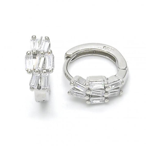 Argolla Huggie 02.175.0151.15 Plata Rodinada, con Zirconia Cubica Blanca, Pulido, Rodinado