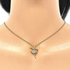 Collares con Dije 04.336.0157.2.16 Plata Rodinada, con Zirconia Cubica Blanca, Pulido, Dorado