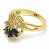 Anillo Multi Piedra 01.365.0007.07 Oro Laminado, con Zirconia Cubica Negro y Blanca, Pulido, Dorado