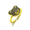 Anillo Multi Piedra 01.368.0019 Oro Laminado, Diseño de Osito, con Micro Pave Negro, Pulido, Dorado