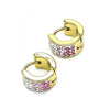 Argolla Huggie 02.230.0048.8.10 Acero Inoxidable, con Cristal Rosado y Blanca, Pulido, Dorado
