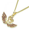 Collares con Dije 04.344.0017.1.20 Oro Laminado, Diseño de Cisne, con Micro Pave Granate, Pulido, Dorado