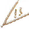 Collar y Arete 06.205.0005 Oro Laminado, Diseño de Gota, con Zirconia Cubica Blanca, Pulido, Dorado