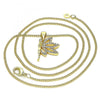 Collares con Dije 04.156.0447.20 Oro Laminado, Diseño de Angel, con Micro Pave Blanca, Pulido, Dorado