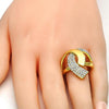 Anillo Multi Piedra 01.241.0052.09 Oro Laminado, Diseño de Llave Griega, con Cristal Blanca, Pulido, Dorado