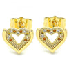 Arete Dormilona 02.156.0511.1 Oro Laminado, Diseño de Corazon, con Micro Pave Granate y Blanca, Pulido, Dorado