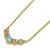 Collares con Dije 04.213.0035.2.16 Oro Laminado, con Zirconia Cubica Turquesa y Blanca, Pulido, Dorado