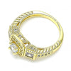Anillo Multi Piedra 01.94.0005.09 Oro Laminado, con Zirconia Cubica Blanca y Micro PaveBlanca, Pulido, Dorado