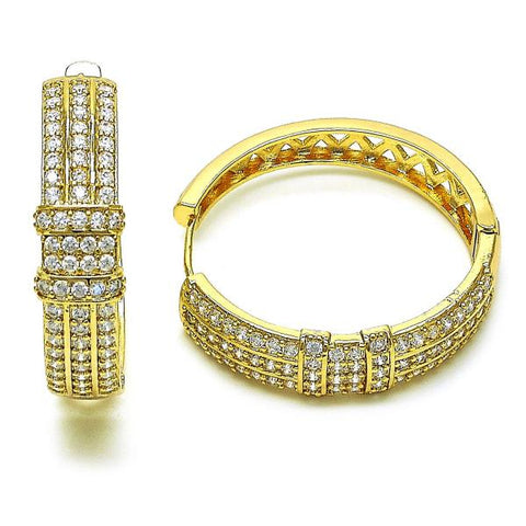 Argolla Huggie 02.283.0074.40 Oro Laminado, con Zirconia Cubica Blanca, Pulido, Dorado