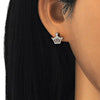 Arete Dormilona 02.336.0052.1 Plata Rodinada, Diseño de Corona, con Zirconia Cubica Blanca, Pulido, Oro Rosado