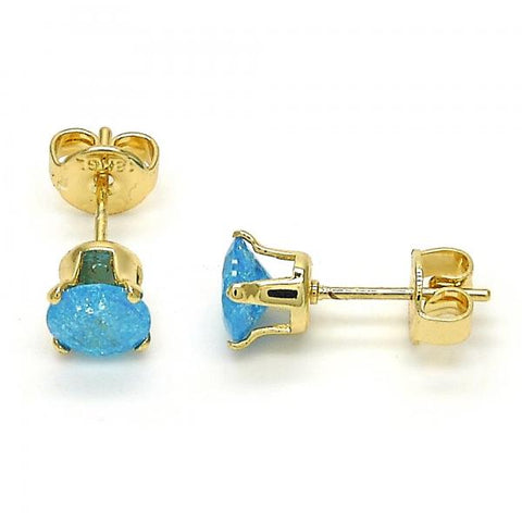 Arete Dormilona 5.128.111 Oro Laminado, con Zirconia Cubica Topacio Azul, Pulido, Dorado