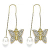 Arete Violador 02.380.0068 Oro Laminado, Diseño de Mariposa, con Cristal Blanca, Pulido, Dorado