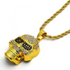 Collares con Dije 04.242.0014.30GT Tono Dorado, Diseño de Rope y Calavera, Diseño de Rope, con Cristal Blanca y Negro, Pulido, Dorado