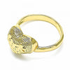 Anillo Multi Piedra 01.233.0003.09 Oro Laminado, Diseño de Corazon, Diamantado, Dorado