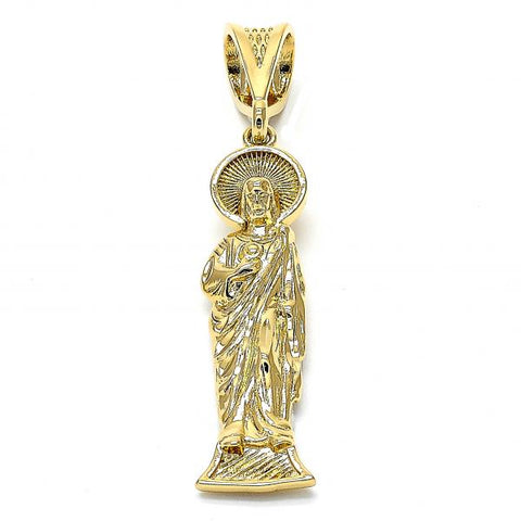 Dije Religioso 05.185.0002 Oro Laminado, Diseño de Jesus, Diamantado, Dorado