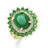 Anillo Multi Piedra 01.346.0021.3.09 Oro Laminado, con Zirconia Cubica Verde y Blanca, Pulido, Dorado