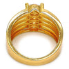 Anillo Multi Piedra 01.99.0015.06 Oro Laminado, con Zirconia Cubica Blanca, Pulido, Dorado