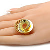 Anillo Multi Piedra 01.241.0018.10 Oro Laminado, Diseño de Espiral, con Cristal Blanca, Pulido, Dorado