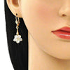 Arete Largo 02.387.0063.1 Oro Laminado, Diseño de Flor y Estrella, Diseño de Flor, con Zirconia Cubica Blanca, Pulido, Dorado