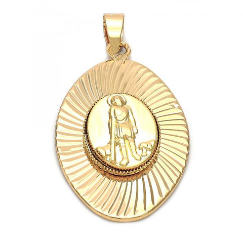 Dije Religioso 5.197.017 Oro Laminado, Diseño de San Lazaro, Diamantado, Dorado