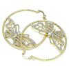 Argolla Grande 02.380.0010.50 Oro Laminado, Diseño de Mariposa, con Cristal Blanca, Diamantado, Dorado