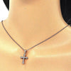 Collares con Dije 04.336.0120.1.16 Plata Rodinada, Diseño de Cruz, con Zirconia Cubica Blanca, Pulido, Oro Rosado