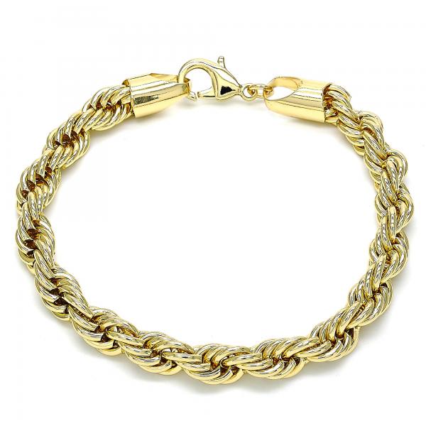 Pulsera Básica 04.213.0207.08 Oro Laminado, Diseño de Rope, Pulido, Dorado