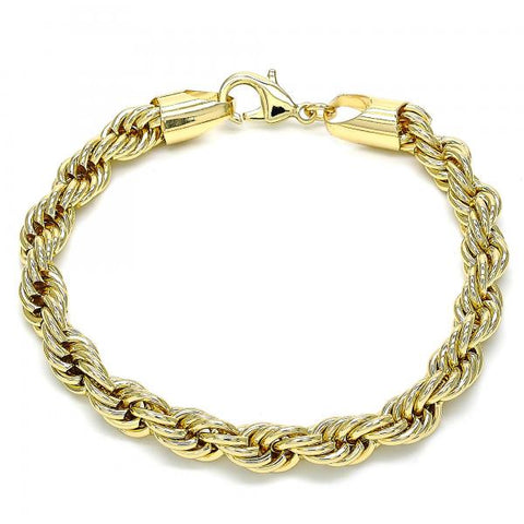 Pulsera Básica 04.213.0207.08 Oro Laminado, Diseño de Rope, Pulido, Dorado