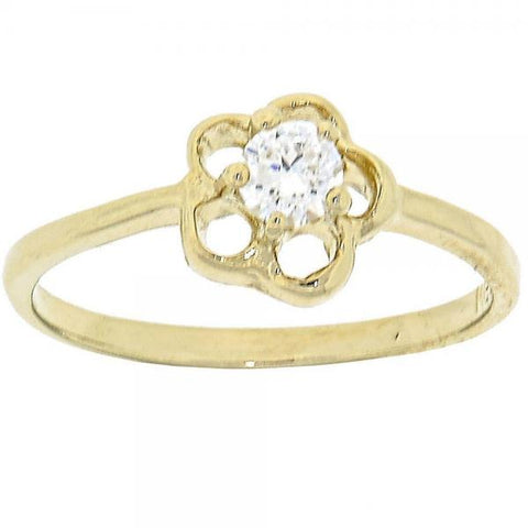 Anillo Multi Piedra 5.166.030.09 Oro Laminado, Diseño de Flor, con Zirconia Cubica Blanca, Pulido, Dorado