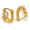 Argolla Pequeña 02.196.0083.15 Oro Laminado, Diseño de Oja, con Zirconia Cubica Blanca, Pulido, Tono Dorado