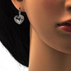 Arete Gancho Frances 02.239.0013.7 Rodio Laminado, Diseño de Corazon, con Cristales de Swarovski Rose Patina, Pulido, Rodinado
