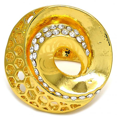 Anillo Multi Piedra 01.241.0018.07 Oro Laminado, Diseño de Espiral, con Cristal Blanca, Pulido, Dorado