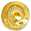 Anillo Multi Piedra 01.241.0018.07 Oro Laminado, Diseño de Espiral, con Cristal Blanca, Pulido, Dorado