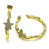 Arete Dormilona 02.341.0126 Oro Laminado, Diseño de Estrella y Luna, Diseño de Estrella, con Micro Pave Blanca, Pulido, Dorado