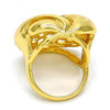 Anillo Multi Piedra 01.241.0029.10 Oro Laminado, Diseño de Llave Griega, con Cristal Blanca, Pulido, Dorado