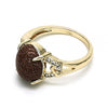 Anillo Multi Piedra 01.284.0063.09 Oro Laminado, con  Onix Negro y Micro PaveBlanca, Pulido, Dorado