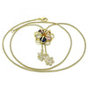 Gargantilla Elegante 04.347.0011.20 Oro Laminado, Diseño de Flor, con Zirconia Cubica Multicolor, Pulido, Dorado