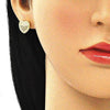 Arete Dormilona 02.156.0508.1 Oro Laminado, Diseño de Corazon, con Micro Pave Granate y Blanca, Pulido, Dorado