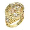 Anillo Elegante 01.100.0011.07 Oro Laminado, Diseño de Flor, Diamantado, Tricolor
